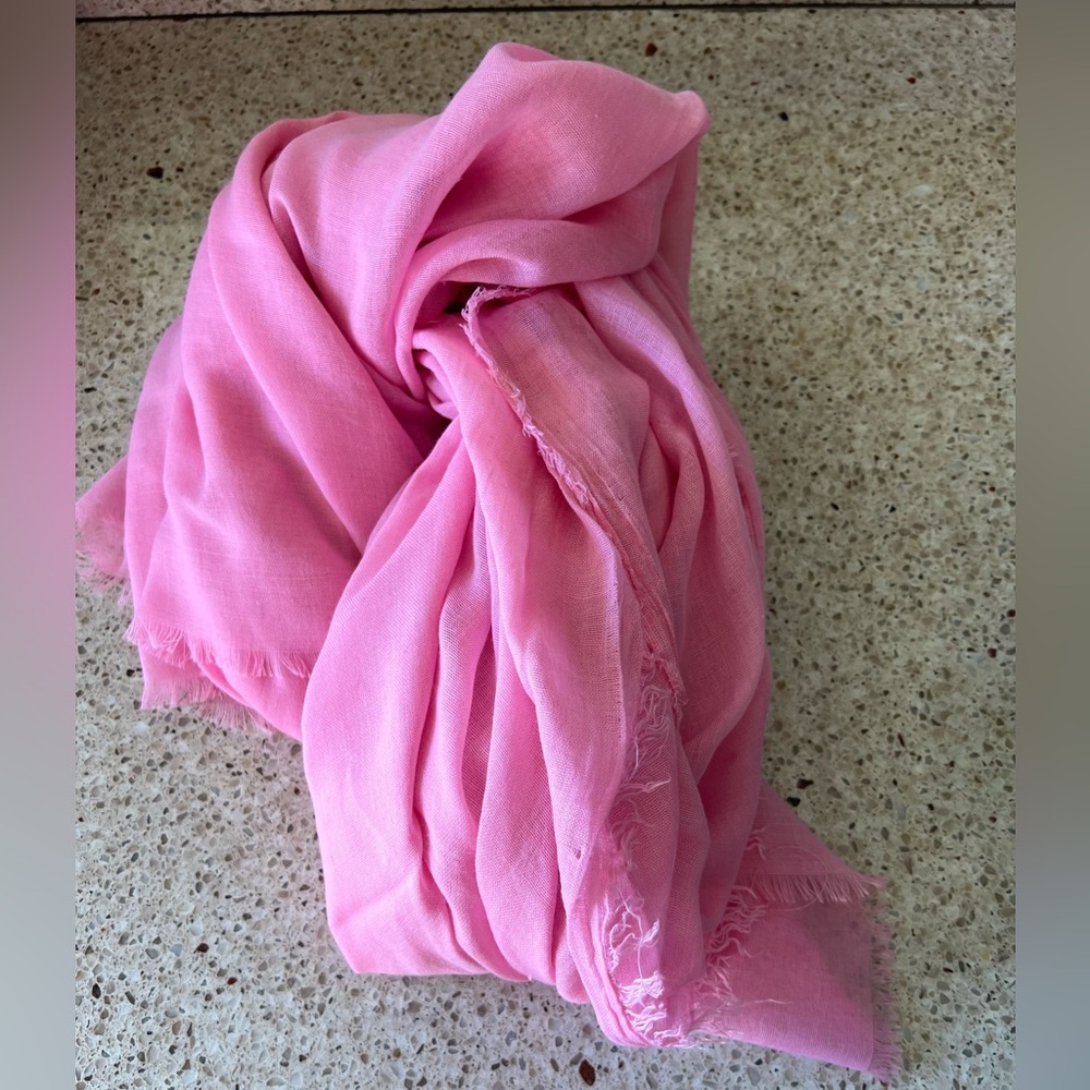 NEW Rich Moment Bright Pink Pashmina Raw Hem Scarf Shawl Wrap Women's